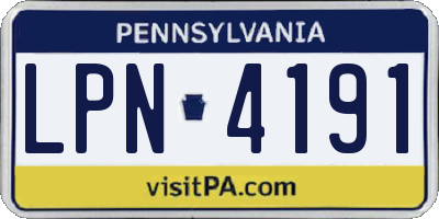 PA license plate LPN4191