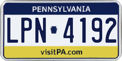 PA license plate LPN4192