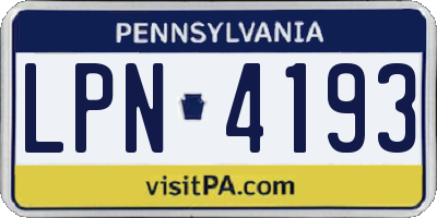 PA license plate LPN4193