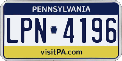 PA license plate LPN4196
