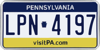 PA license plate LPN4197