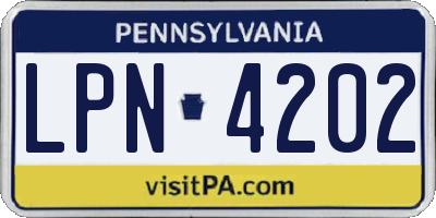 PA license plate LPN4202
