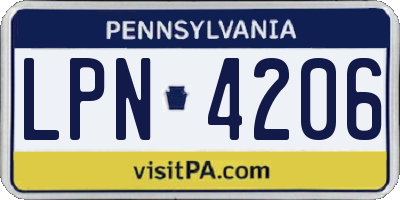 PA license plate LPN4206