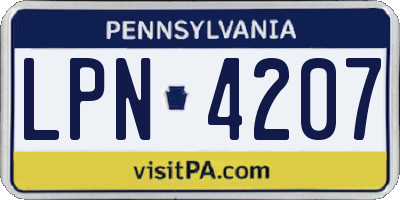 PA license plate LPN4207