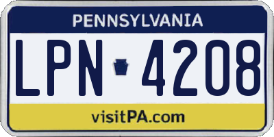 PA license plate LPN4208