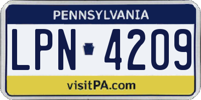 PA license plate LPN4209