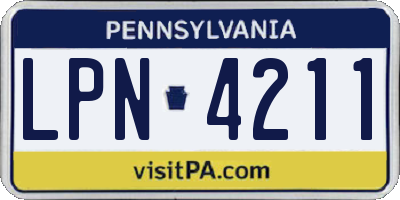 PA license plate LPN4211