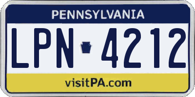 PA license plate LPN4212