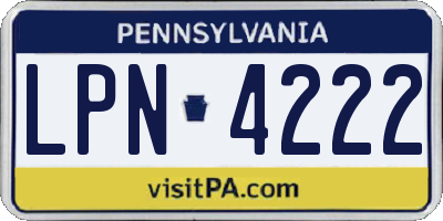 PA license plate LPN4222
