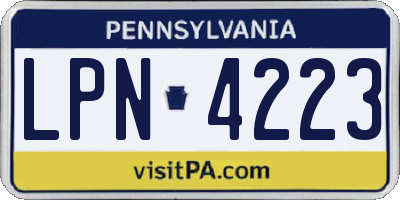PA license plate LPN4223
