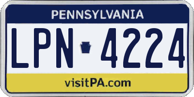 PA license plate LPN4224