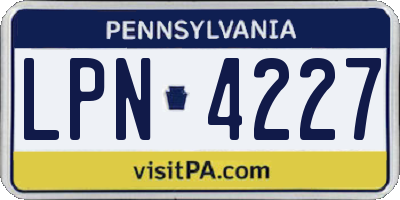 PA license plate LPN4227