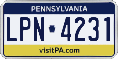 PA license plate LPN4231