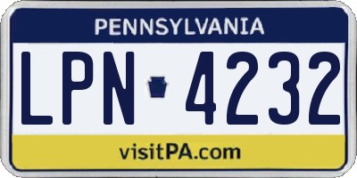PA license plate LPN4232