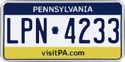 PA license plate LPN4233