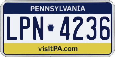 PA license plate LPN4236