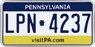 PA license plate LPN4237
