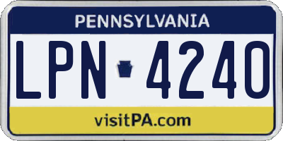 PA license plate LPN4240