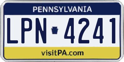 PA license plate LPN4241