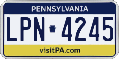 PA license plate LPN4245