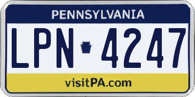 PA license plate LPN4247