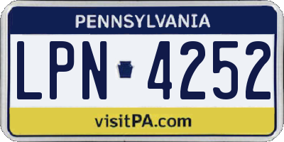 PA license plate LPN4252