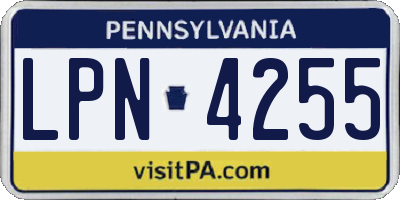 PA license plate LPN4255