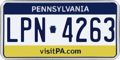 PA license plate LPN4263