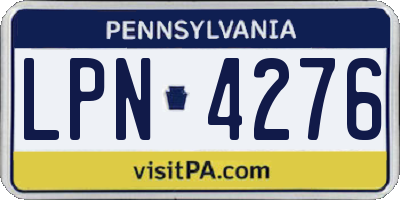 PA license plate LPN4276