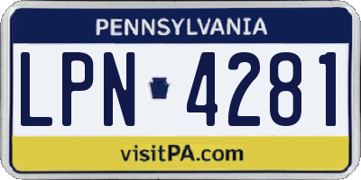 PA license plate LPN4281