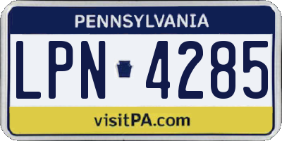 PA license plate LPN4285