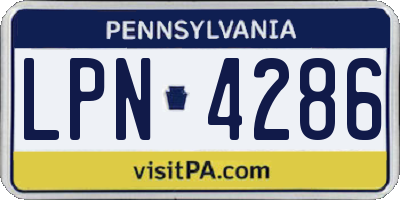 PA license plate LPN4286