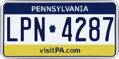 PA license plate LPN4287