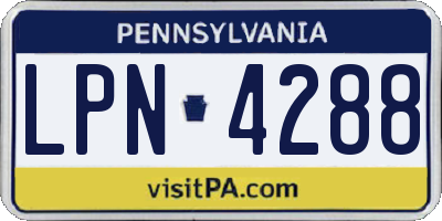PA license plate LPN4288