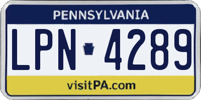 PA license plate LPN4289