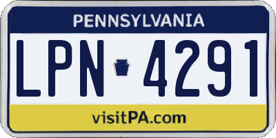 PA license plate LPN4291