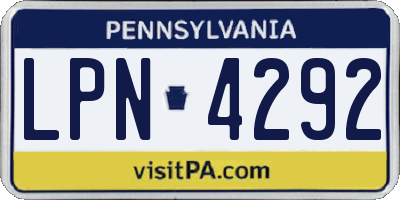 PA license plate LPN4292