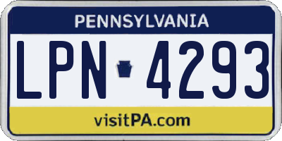 PA license plate LPN4293