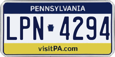 PA license plate LPN4294