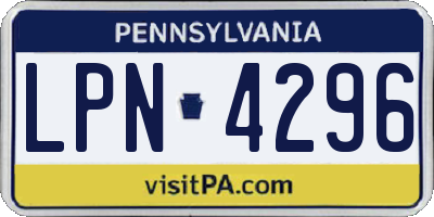 PA license plate LPN4296