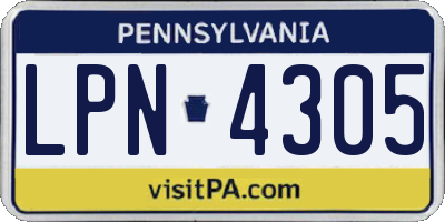 PA license plate LPN4305