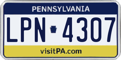 PA license plate LPN4307