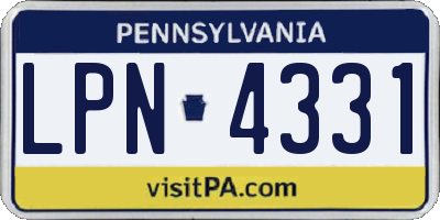 PA license plate LPN4331
