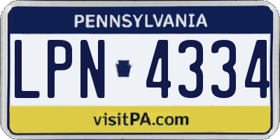 PA license plate LPN4334