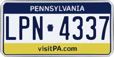 PA license plate LPN4337