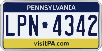 PA license plate LPN4342