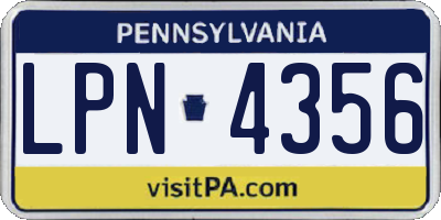 PA license plate LPN4356