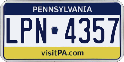 PA license plate LPN4357