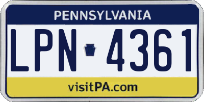 PA license plate LPN4361