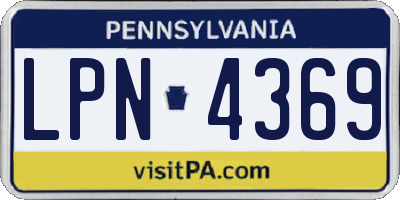 PA license plate LPN4369
